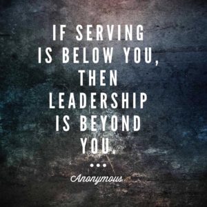 A quote about serving others is displayed on the image.
