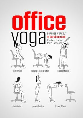 A poster of office yoga exercises on a chair.