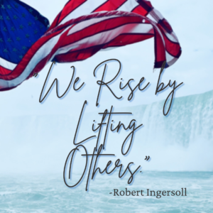 A picture of the american flag and water with a quote by robert ingersoll.