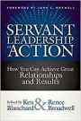A book cover with the title of servant leadership action.